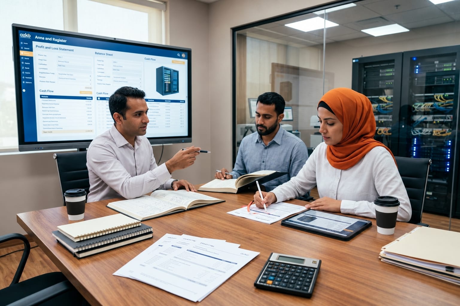 Bookkeeper reviewing financial records